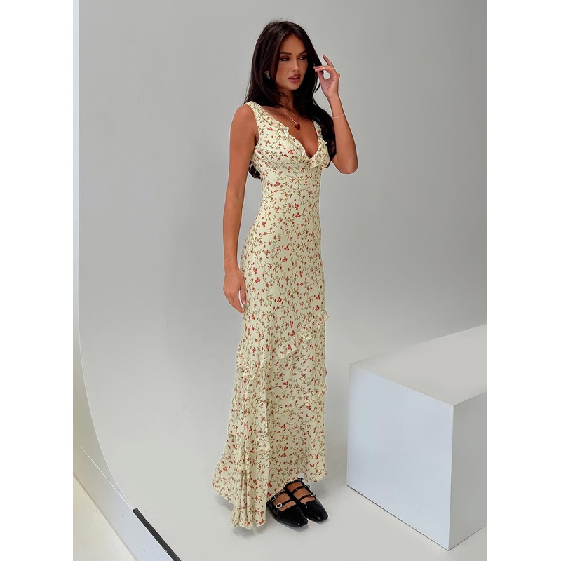 Ridgewood Maxi Dress Beige Floral