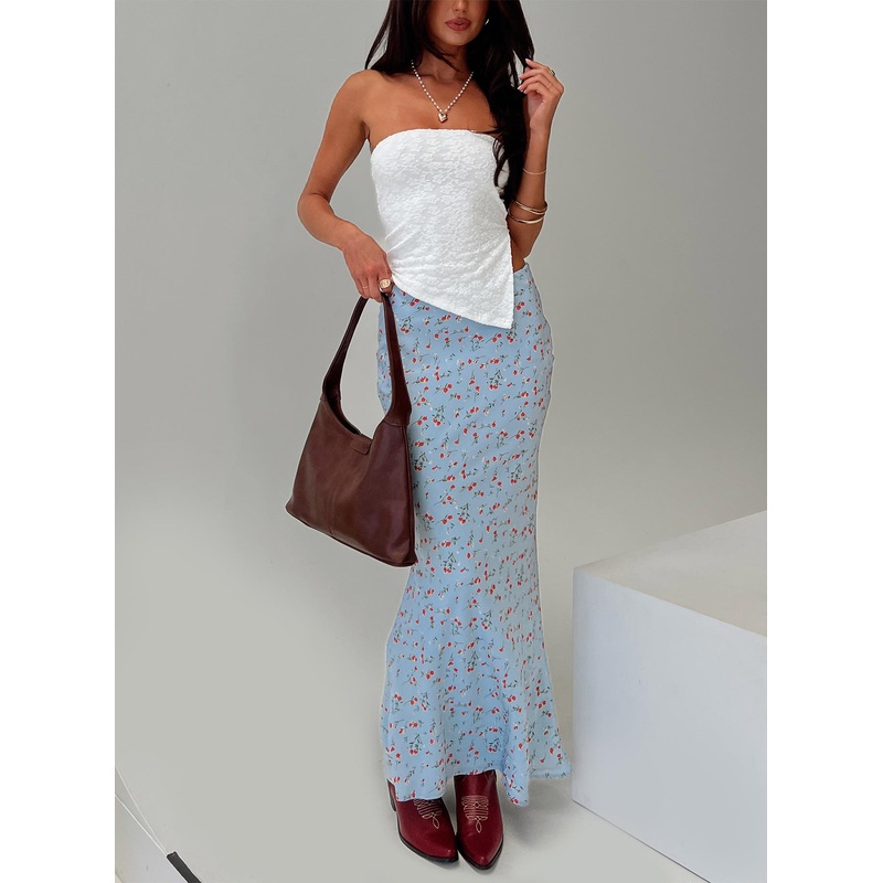 Rotelle Maxi Skirt Blue Floral