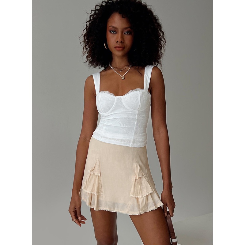 Foalie Ruffle Mini Skirt Beige