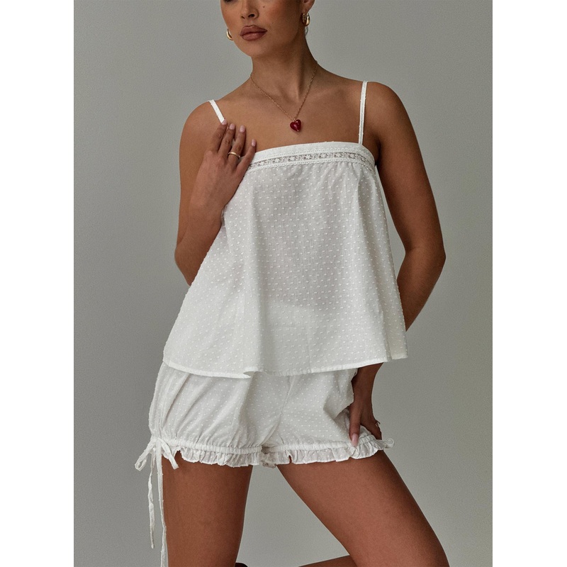 Invisible String Lace Sleep Top White