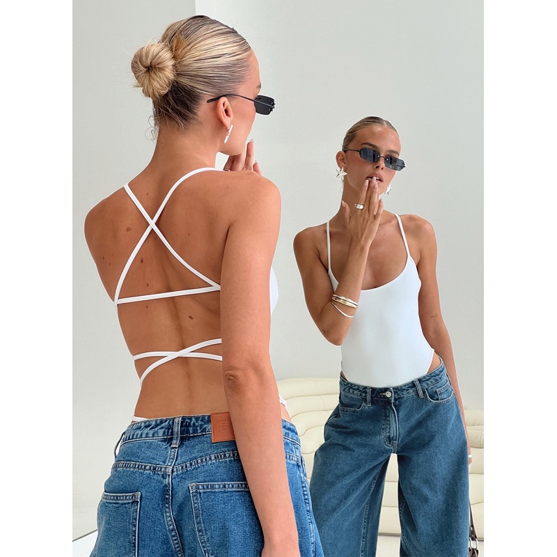 All Tied Up Bodysuit White