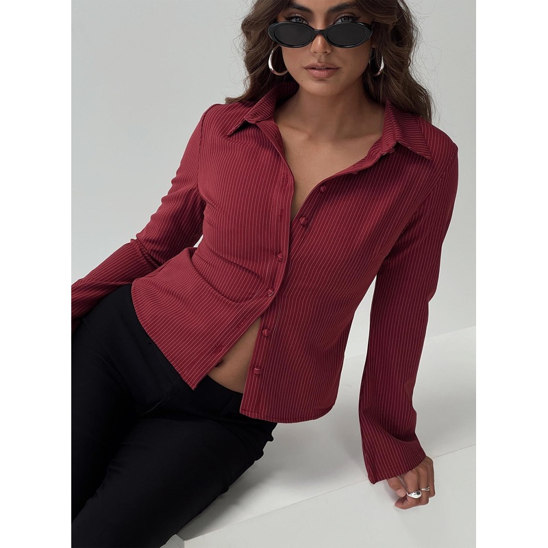 Anni Pinstripe Shirt Red