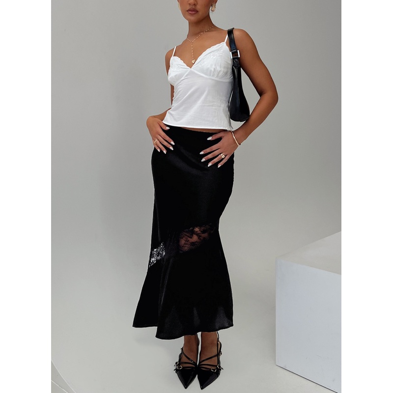 Carrion Lace Maxi Skirt Black