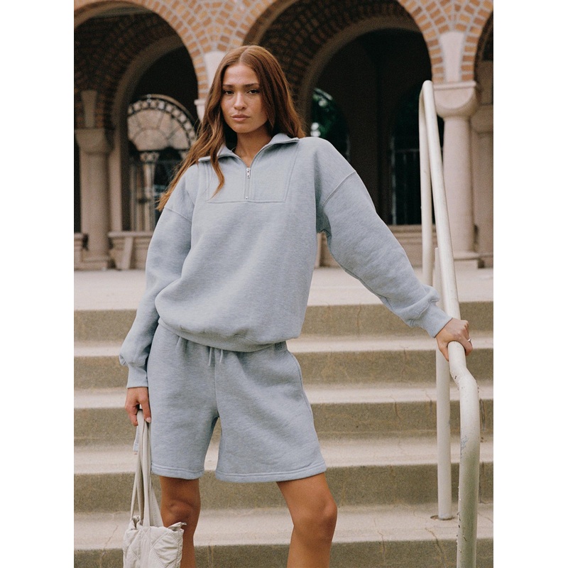 Dream Fleece Quarter Zip Sweatshirt Grey Marle