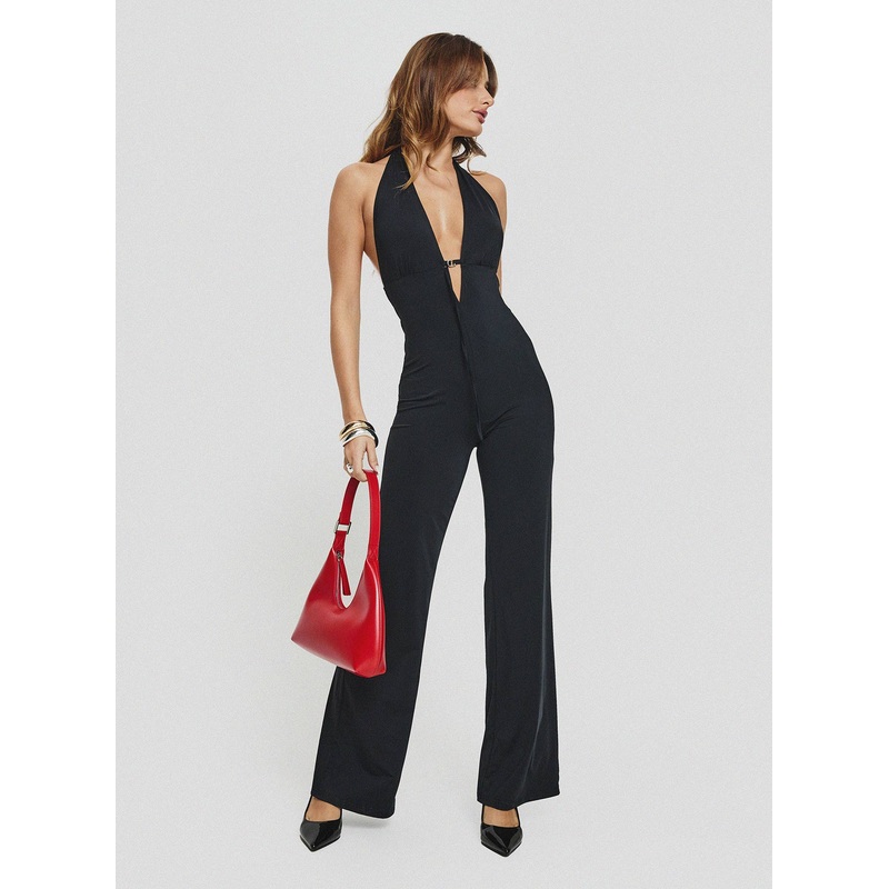 Rinaldi Plunge Neck Jumpsuit Black