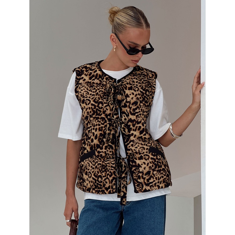 Samual Quilted Vest Leopard
