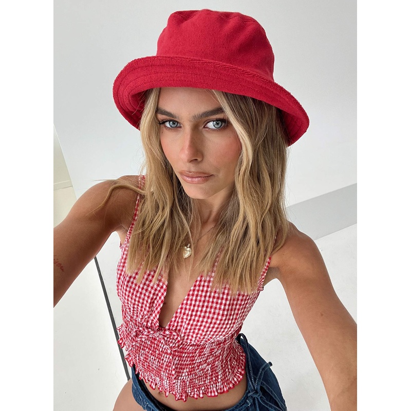 Summer Salt Terry Bucket Hat Red
