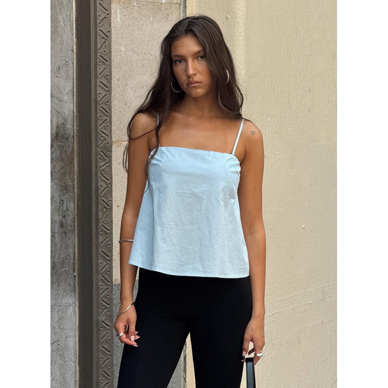 Trapeze Strapless Top Blue