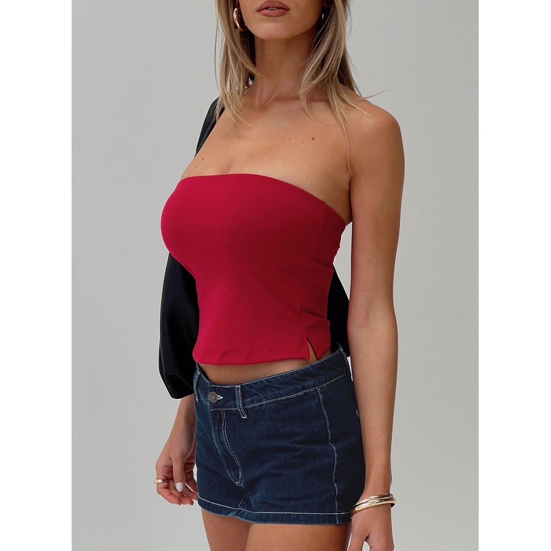 Aurorah Strapless Top Red