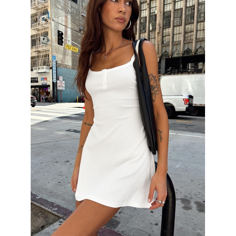 Baseline Rib Mini Dress White
