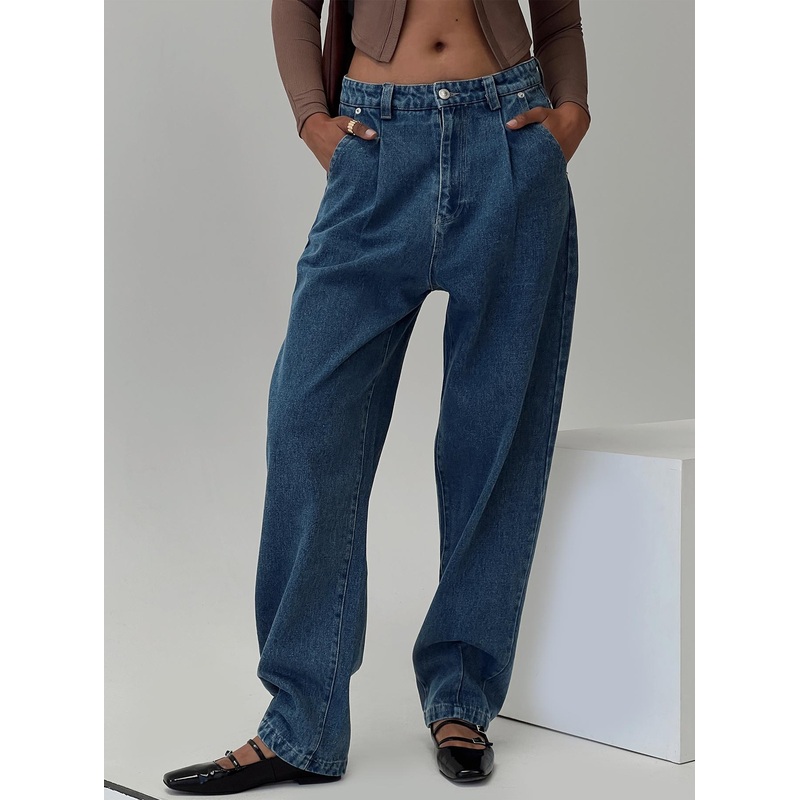 Forestier Pin Tuck Jeans Mid Blue