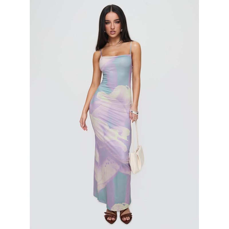 Norila Maxi Dress Slinky Orchid Petals Lilac