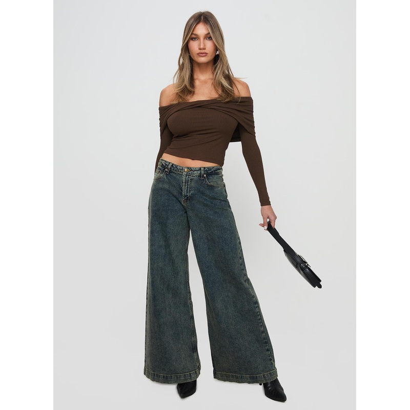 Ziggie Low Rise Ultra Baggy Jeans Antique Wash