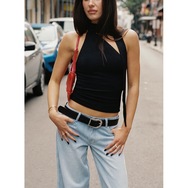 Anderstone Neck Tie Top Black