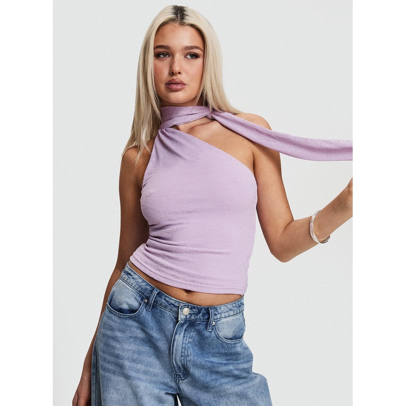 Anderstone Neck Tie Top Purple