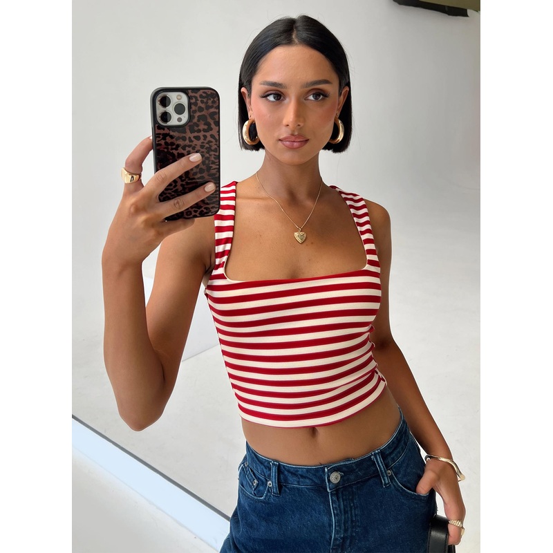 Back In Time Top Red Stripe