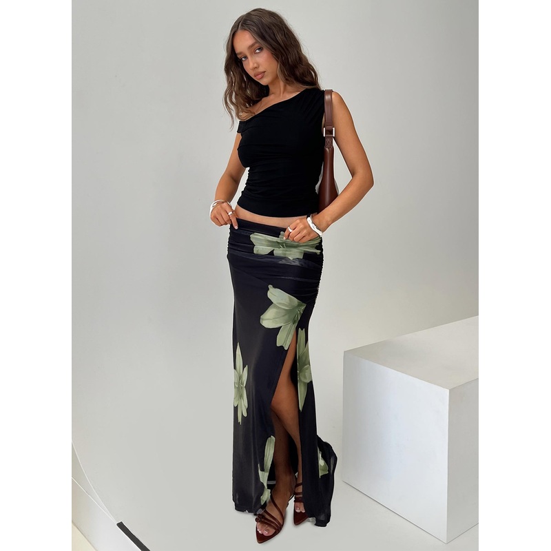 Cooperi Maxi Skirt Black Floral