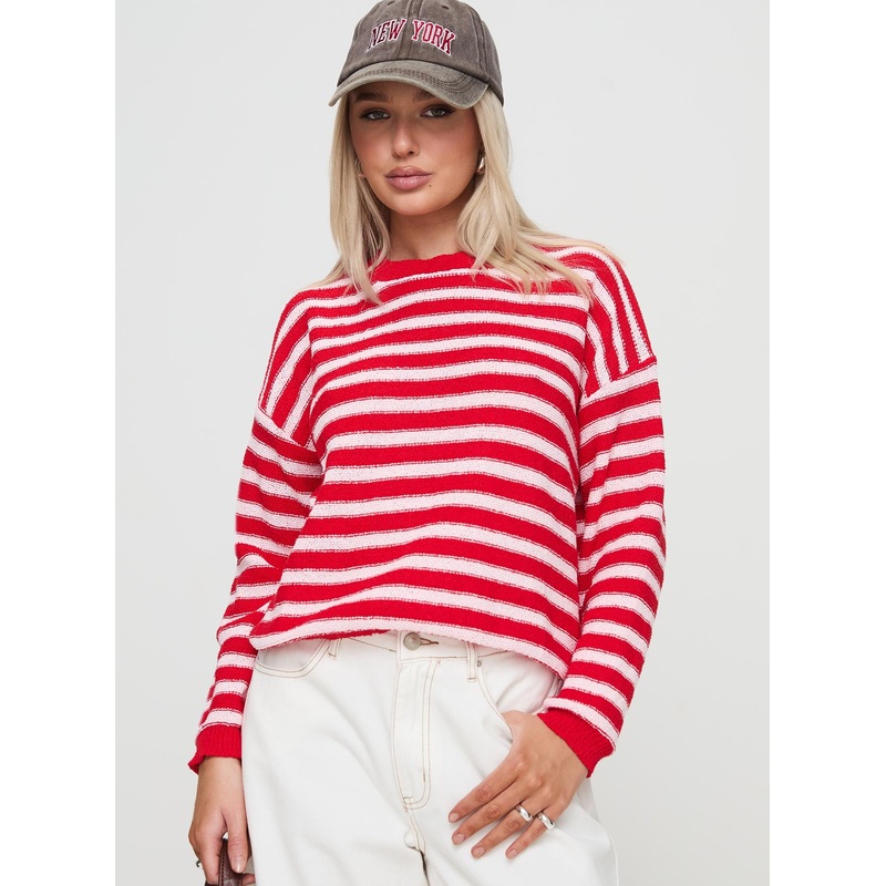 Freeze Knit Sweater Red
