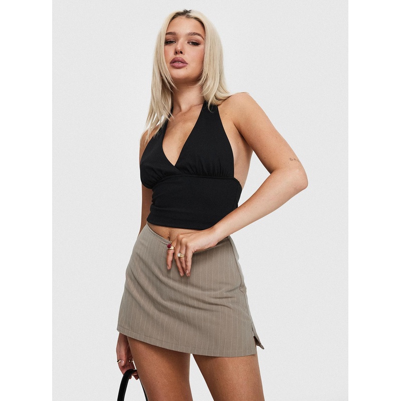 Gigi Skort Beige Pinstripe
