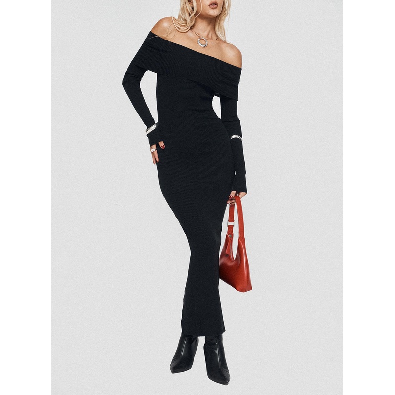 Phylis Off The Shoulder Maxi Dress Black