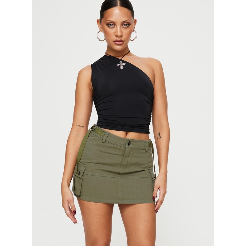 Take You Cargo Mini Skirt Green