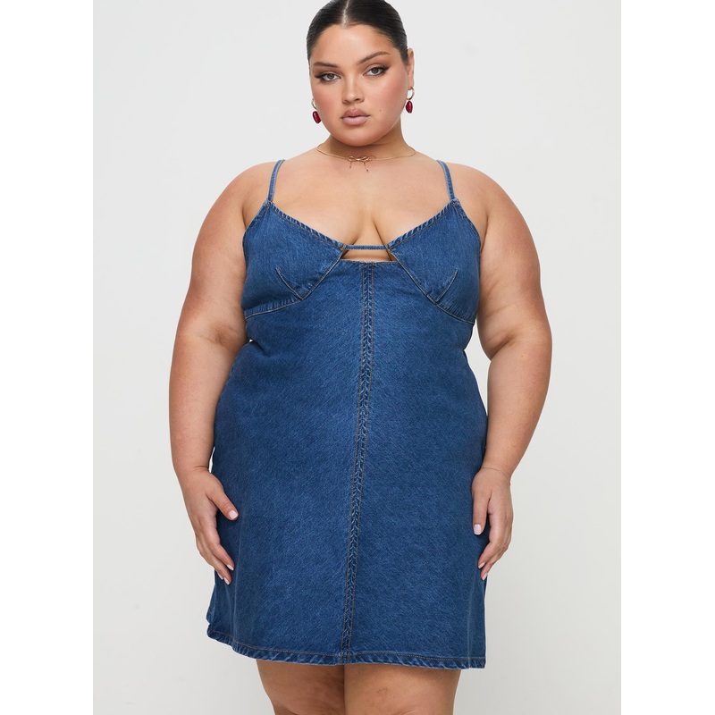 Arwen Denim Mini Dress Blue Curve