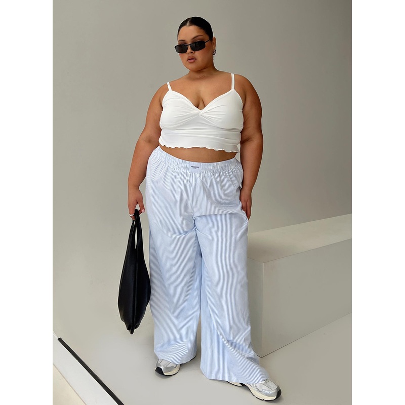 Beach House Pants Blue Stripe Curve