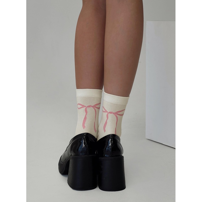 Bow Out Socks White/ Pink