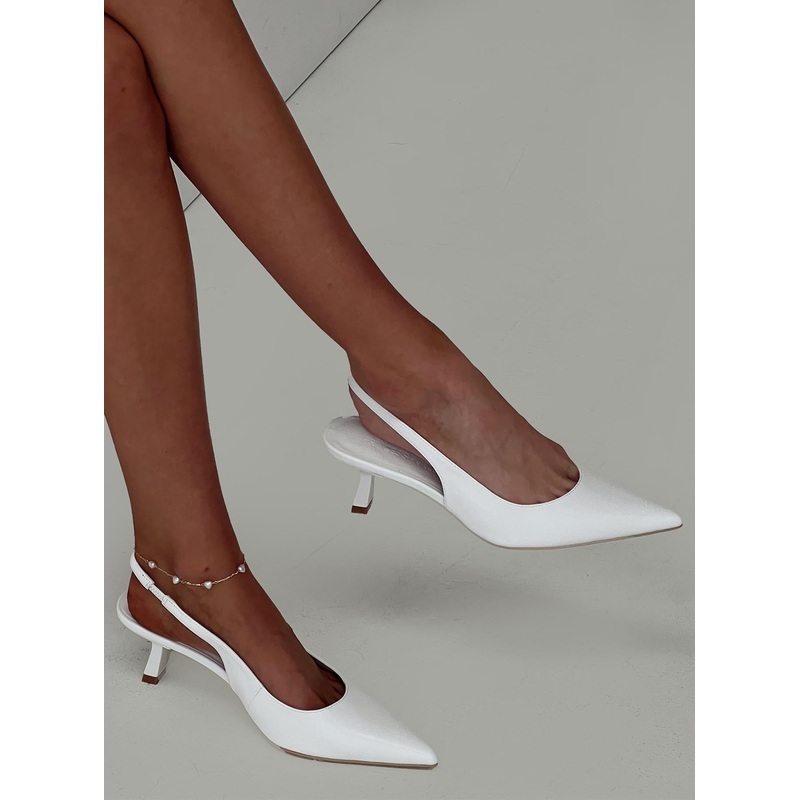 Denalia Pointed Toe Heels White Matte