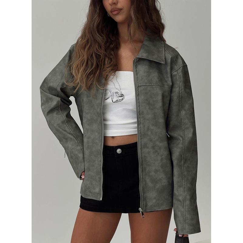 Kings Court Faux Leather Jacket Green