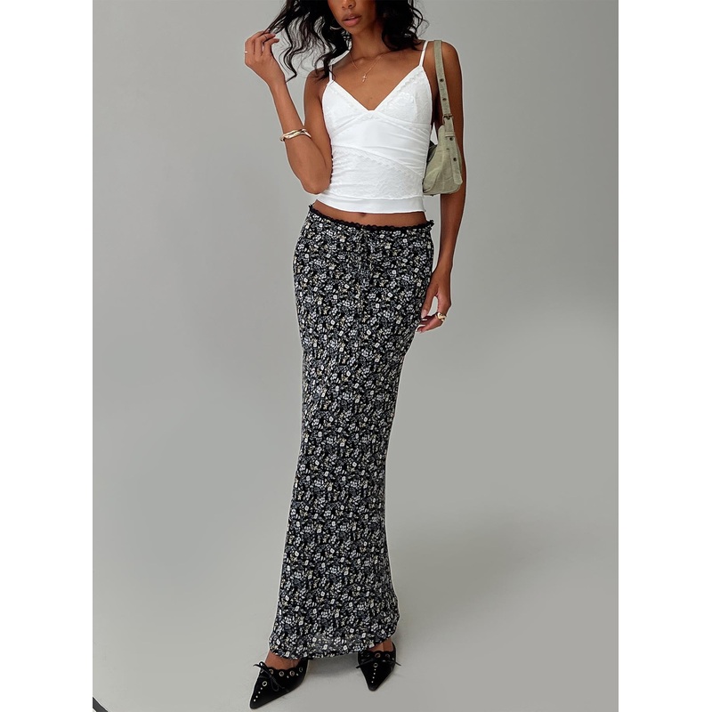 Emily Maxi Skirt Blue / Black Floral
