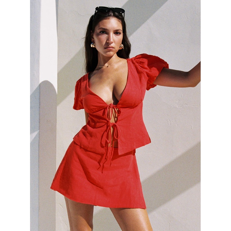 Gulliver Tie Side Mini Skort Red
