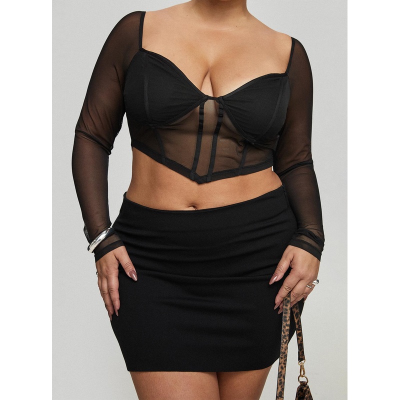 Karley Low Waist Mini Skirt Black Curve