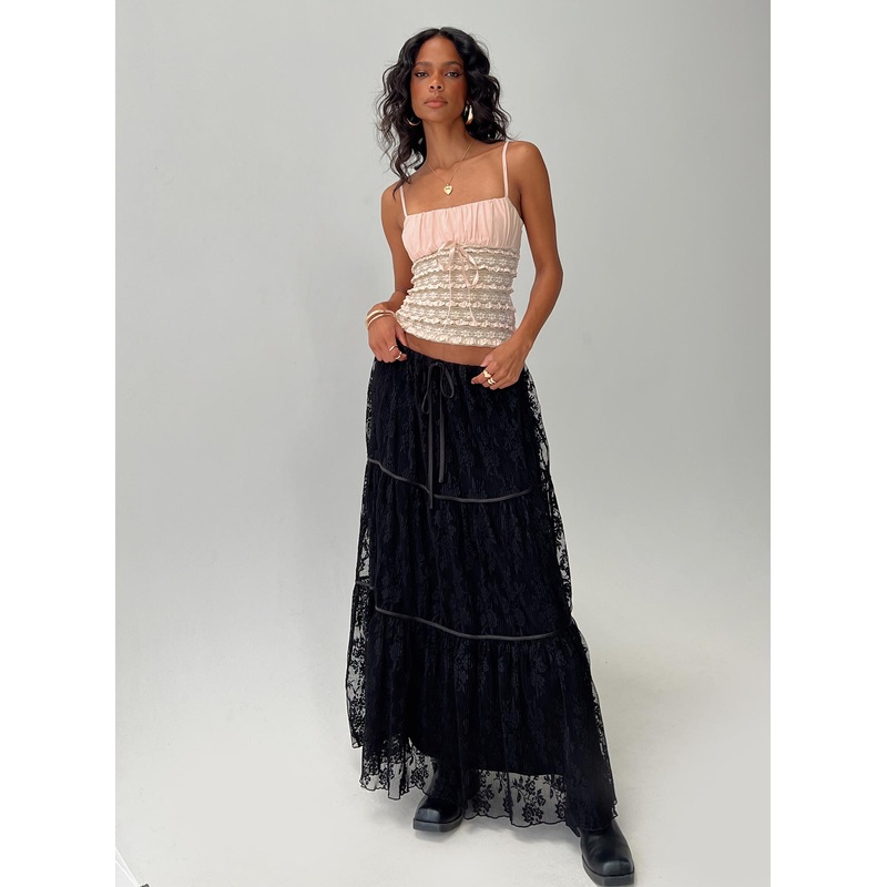 Oh Plisse Maxi Skirt Black