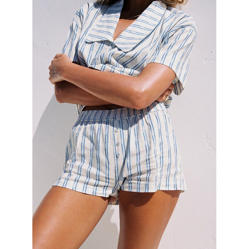 Tucked In Lounge Short Blue Stripe