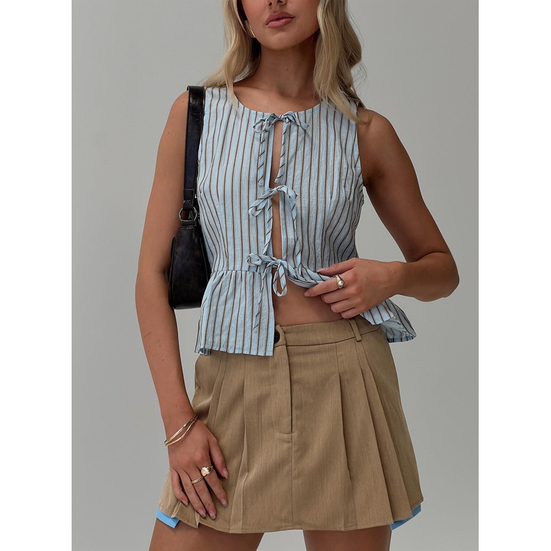 Coney Island Top Blue Stripe