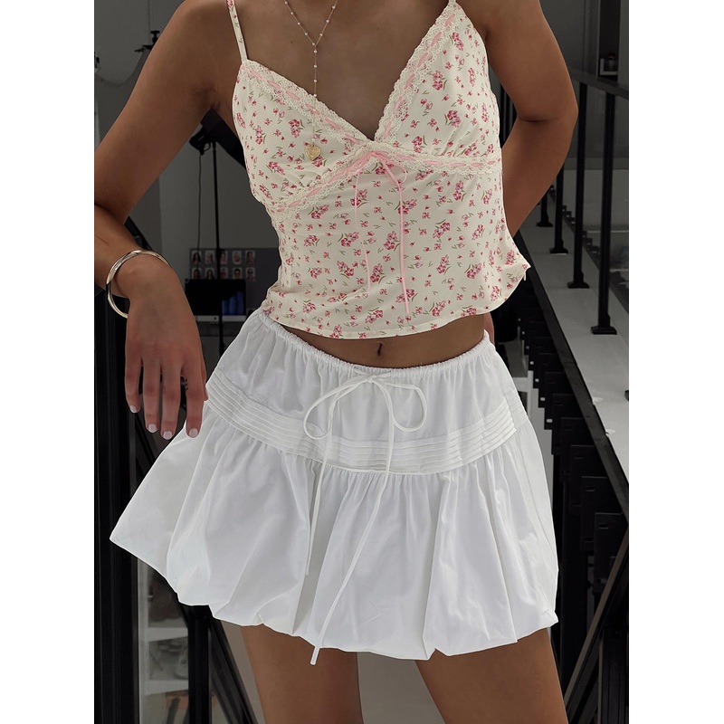 Dear London Bubble Hem Mini Skirt White