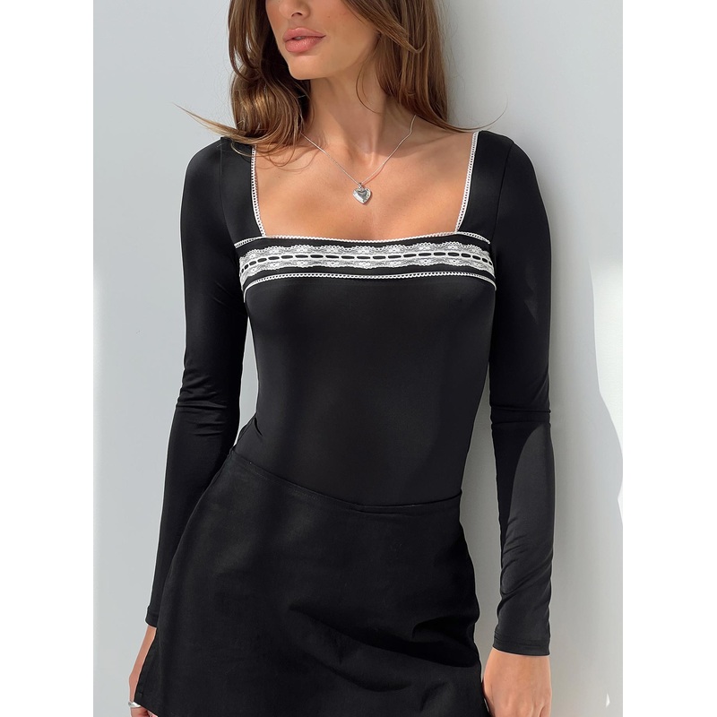 Keating Long Sleeve Bodysuit Black