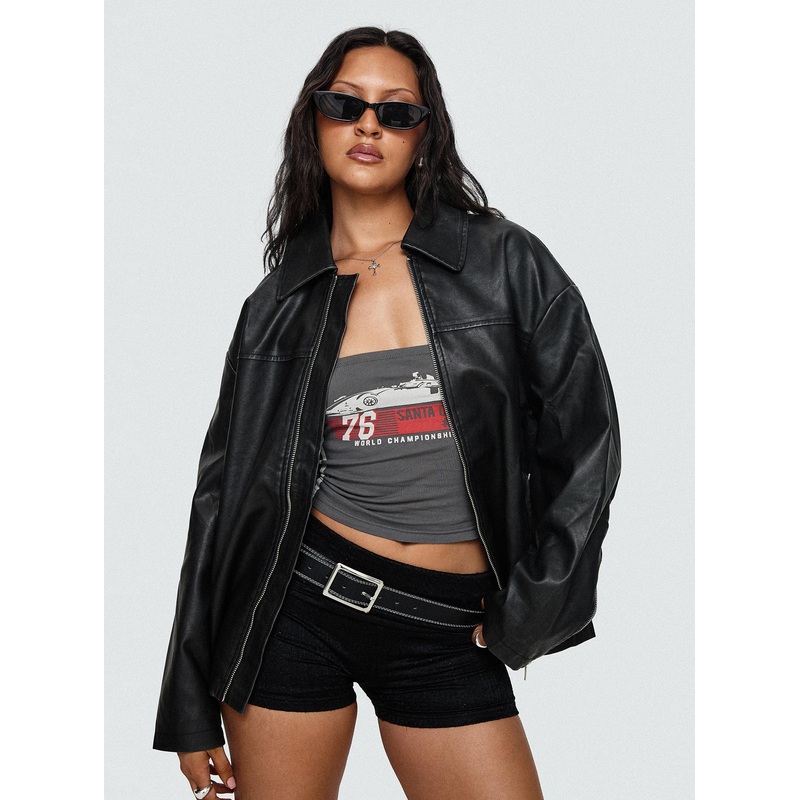 Napoleon Faux Leather Jacket Black