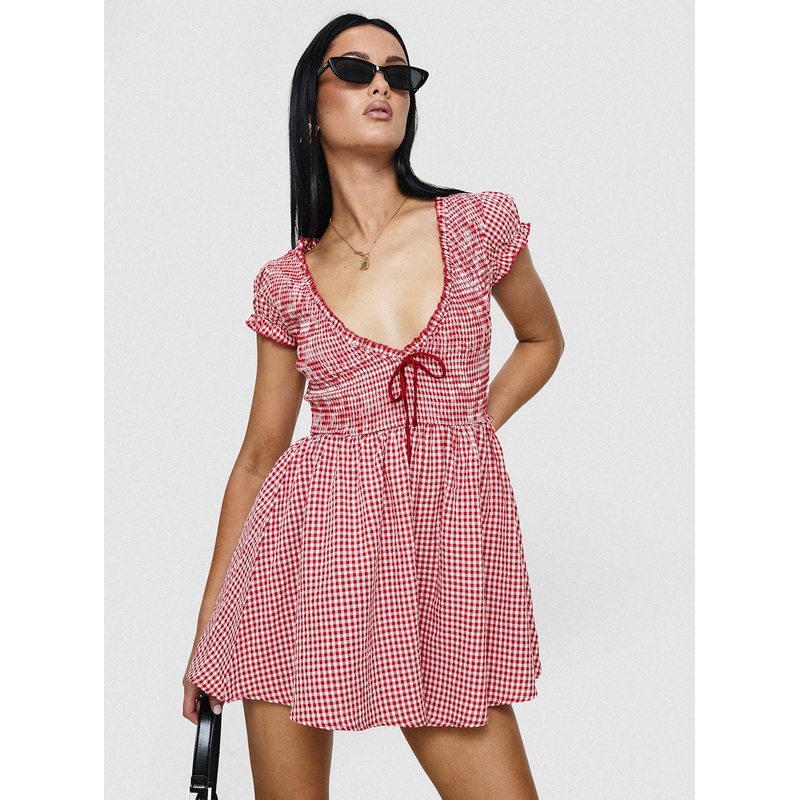 Wescott Gingham Playsuit Red / White