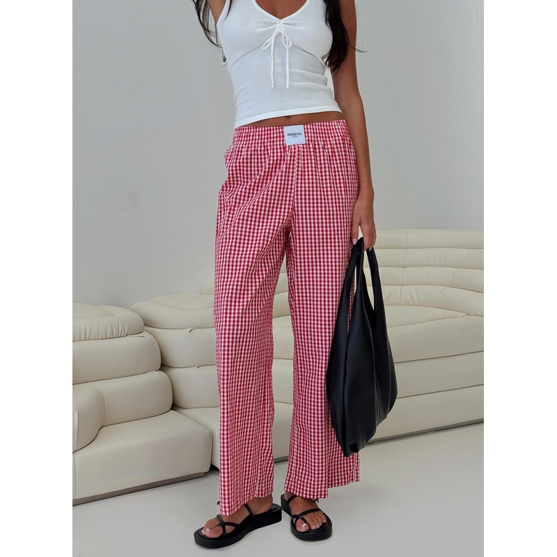 Beach House Pants Red Gingham