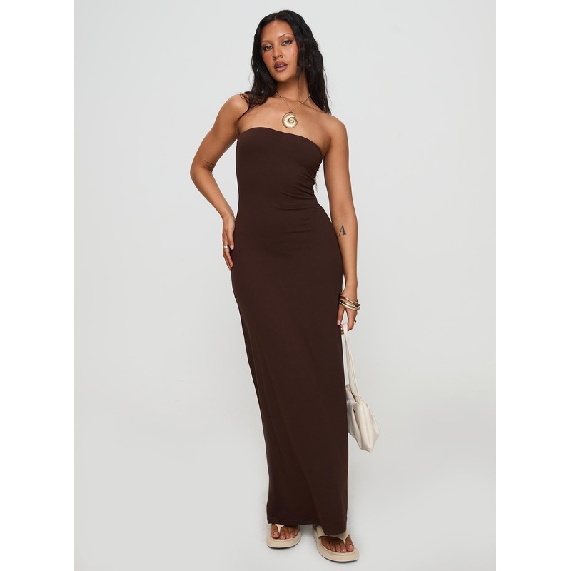 Bellaire Strapless Maxi Dress Brown