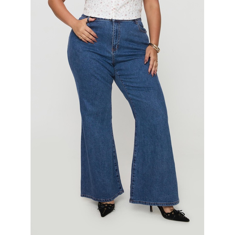 Lucille High Rise Flare Leg Jeans Mid Wash Curve