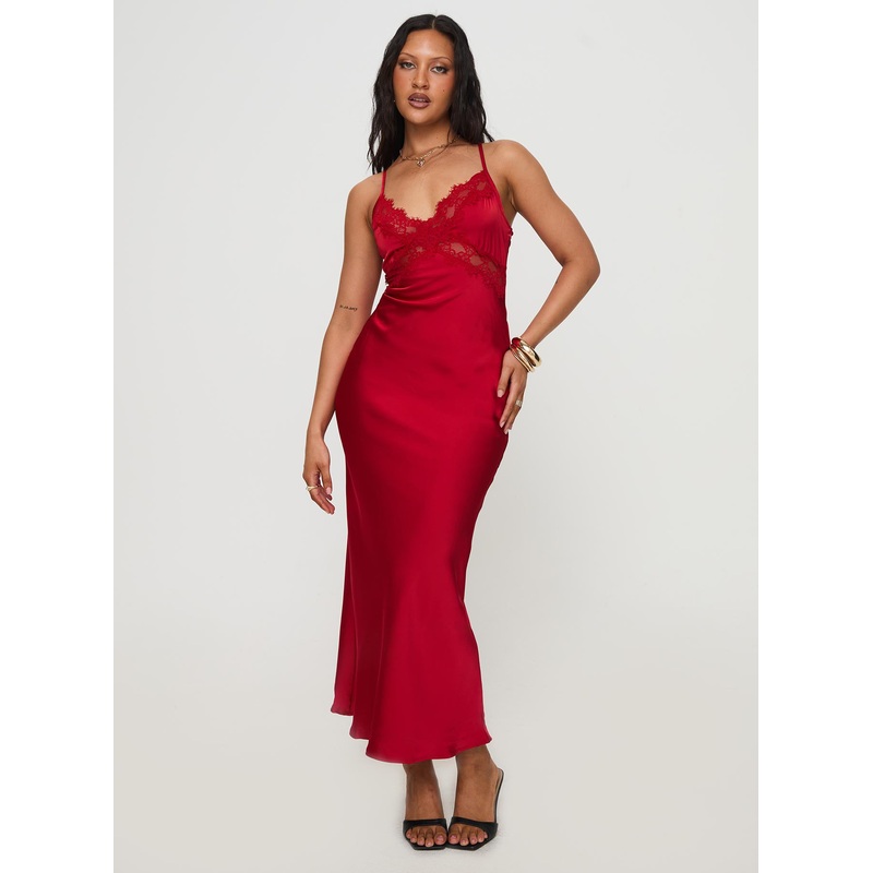 Treasure Bias Cut Maxi Dress Red