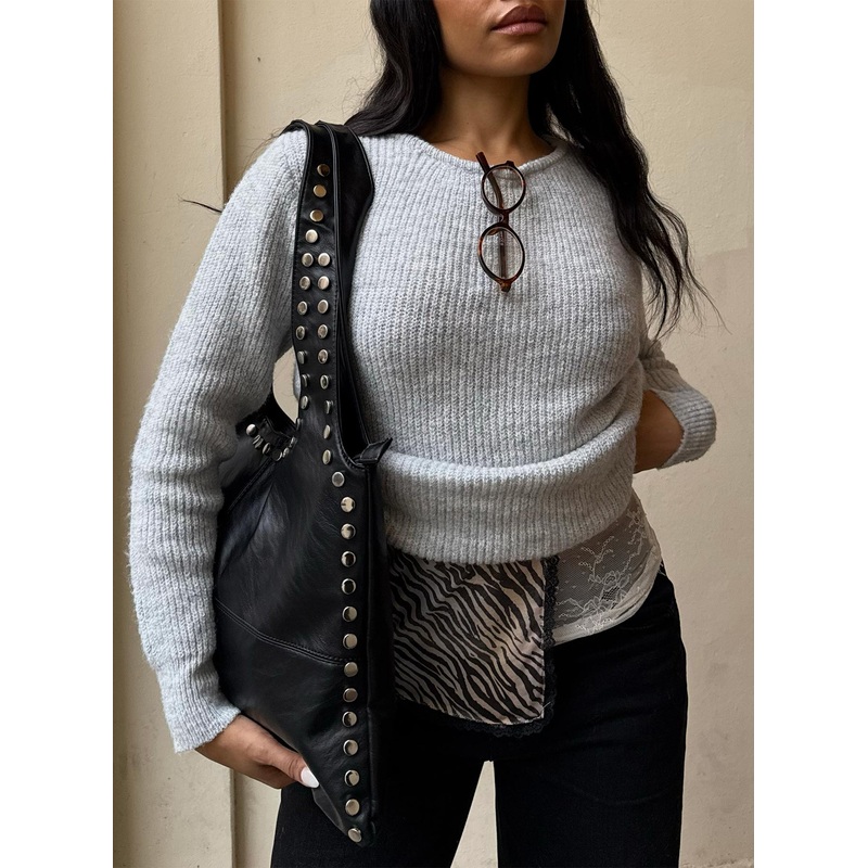 Abrams Rib Knit Crew Sweater Grey Marle