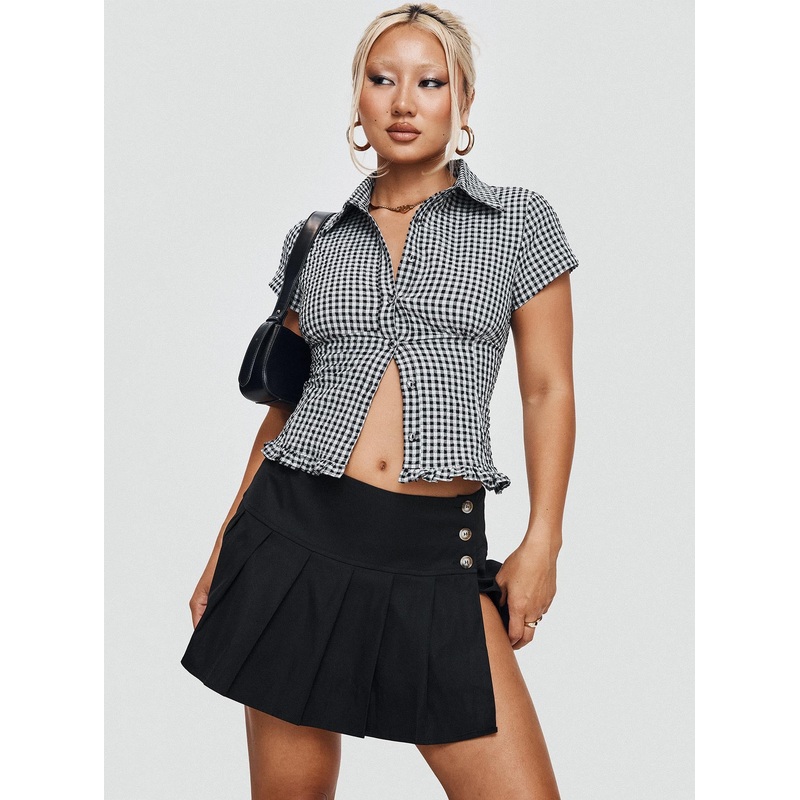 Anubis Pleat Mini Skirt Black