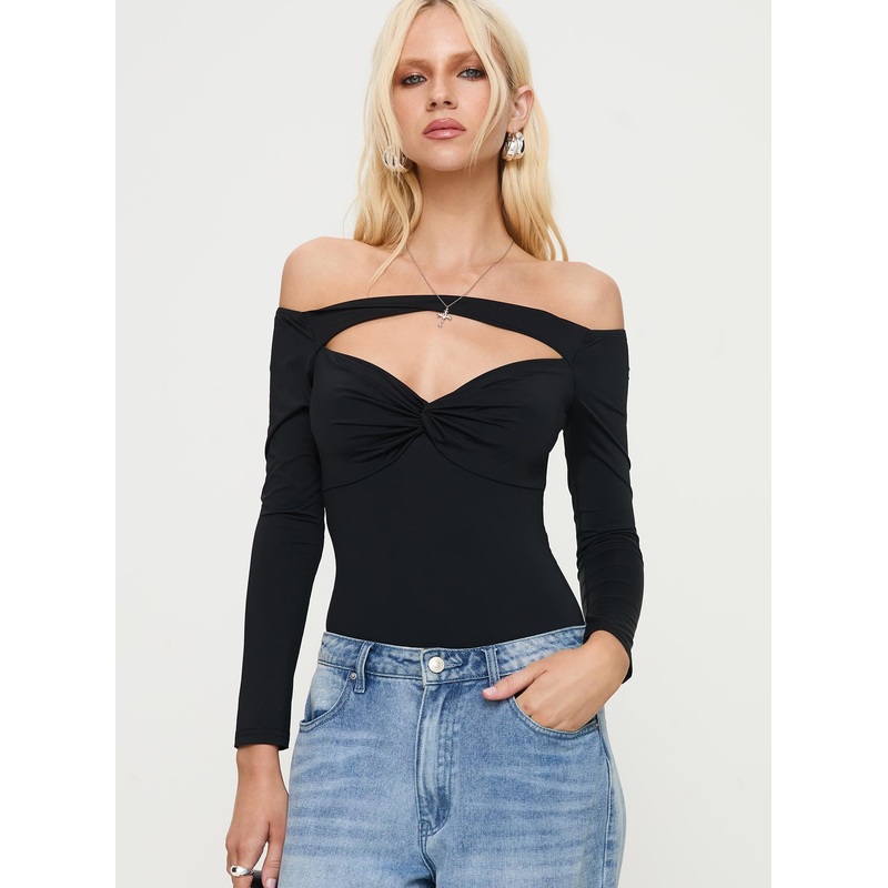 Bleue Long Sleeve Bodysuit Black