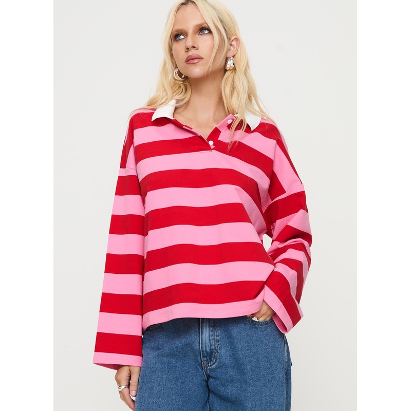 Felivand Collared Sweater Pink / Red