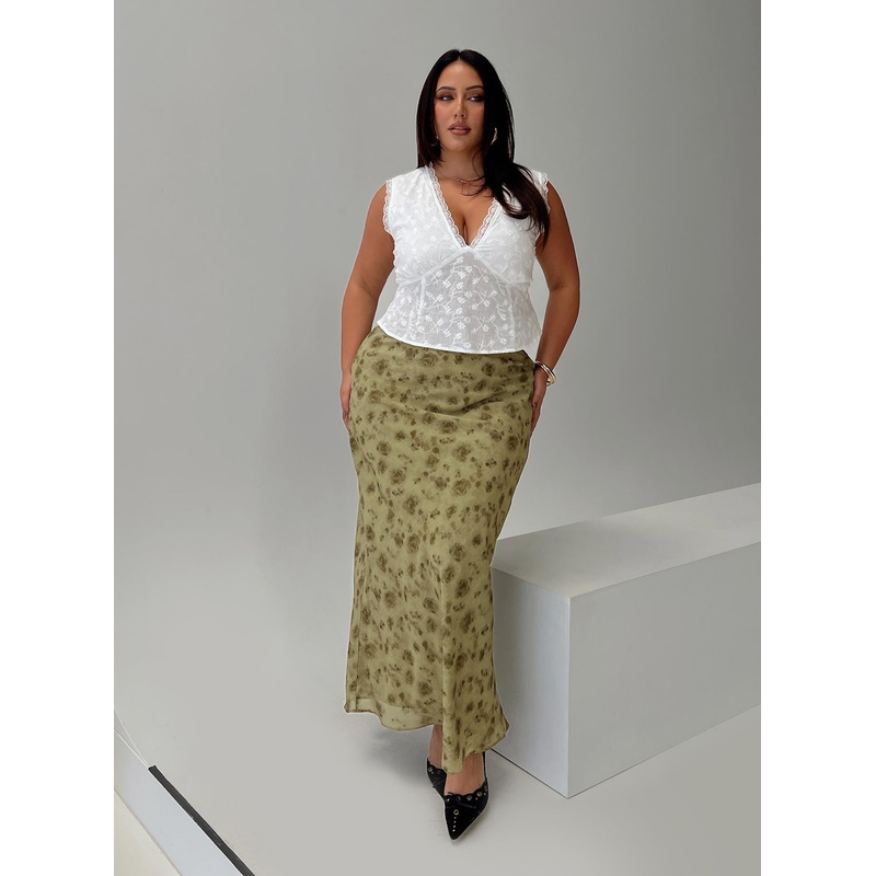 Piazia Maxi Skirt Green Curve