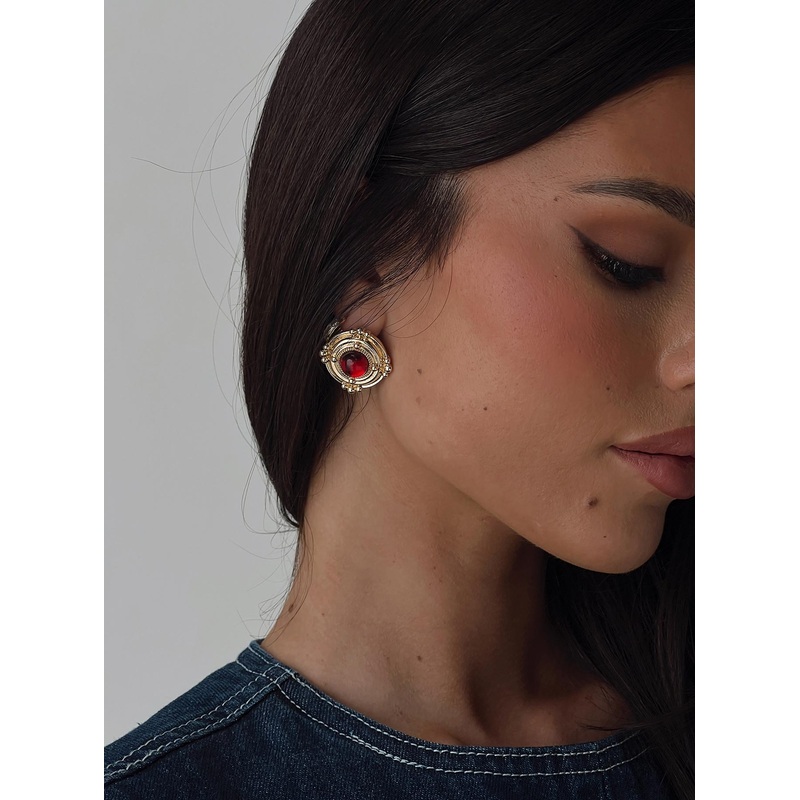 Unfolding Earrings Gold / Red